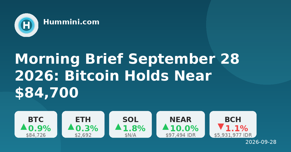 Morning Brief September 28 2026: Bitcoin Holds Near $84,700