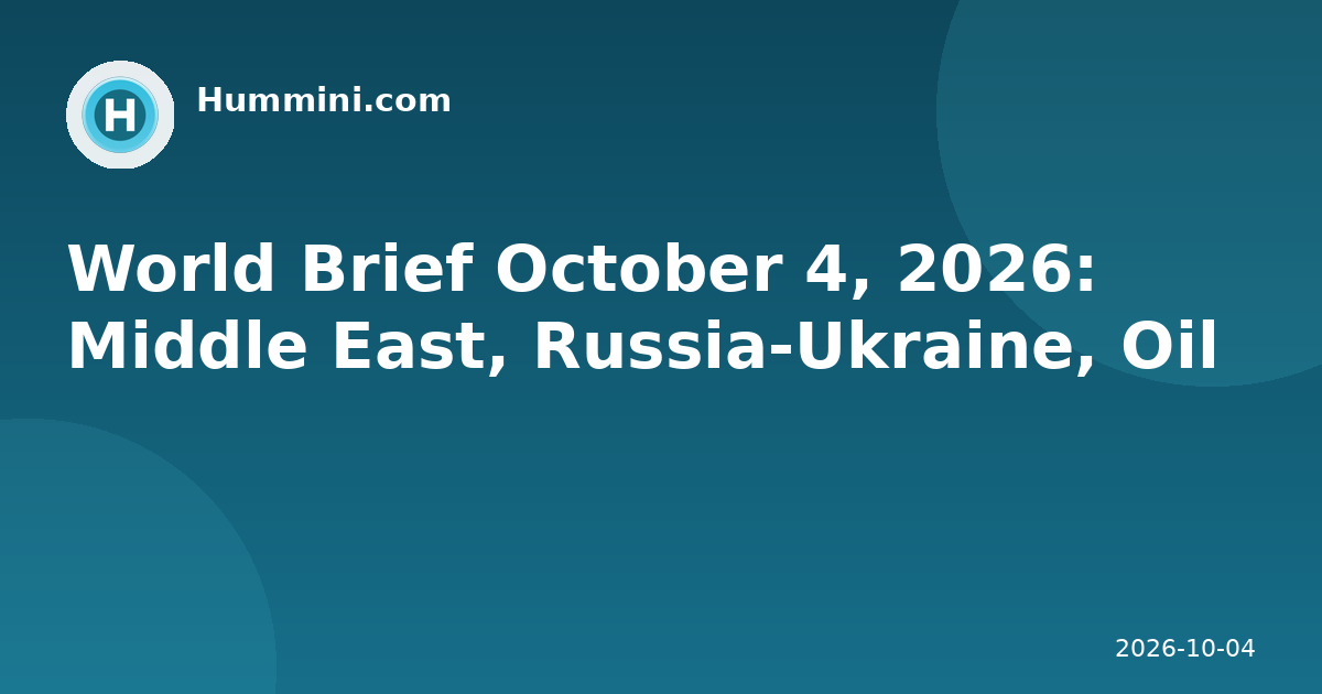 World Brief October 4, 2026: Middle East, Russia-Ukraine, Oil