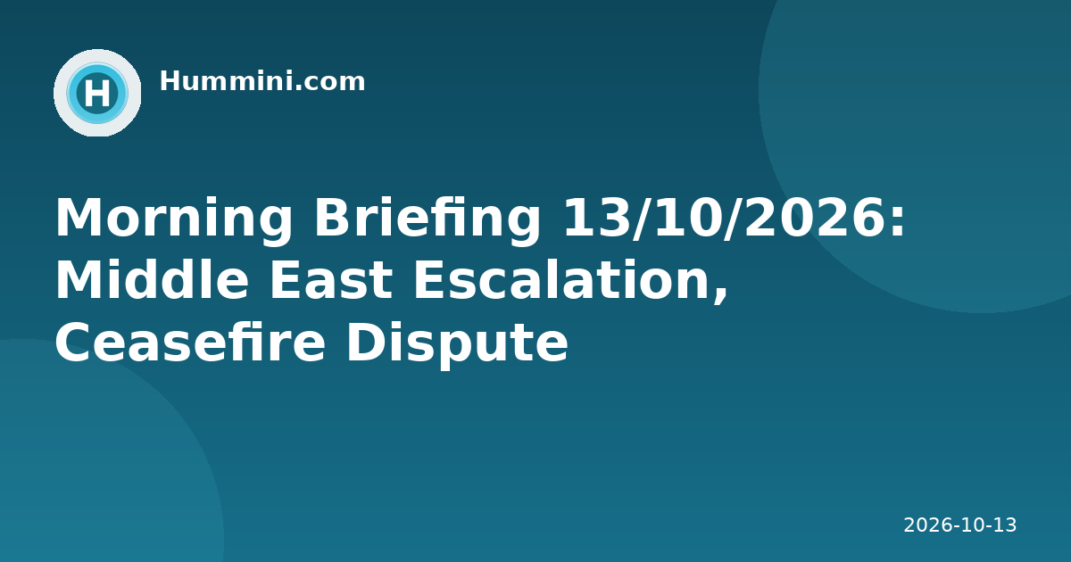 Morning Briefing 13/10/2026: Middle East Escalation, Ceasefire Dispute