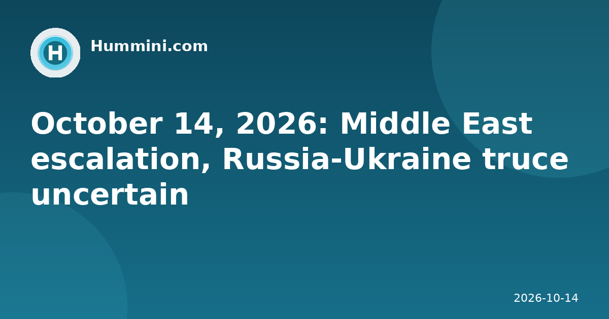 October 14, 2026: Middle East escalation, Russia-Ukraine truce uncertain