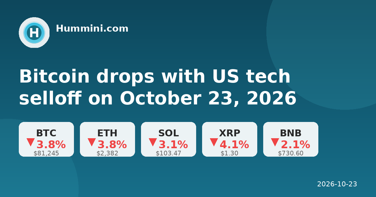 Bitcoin drops with US tech selloff on October 23, 2026