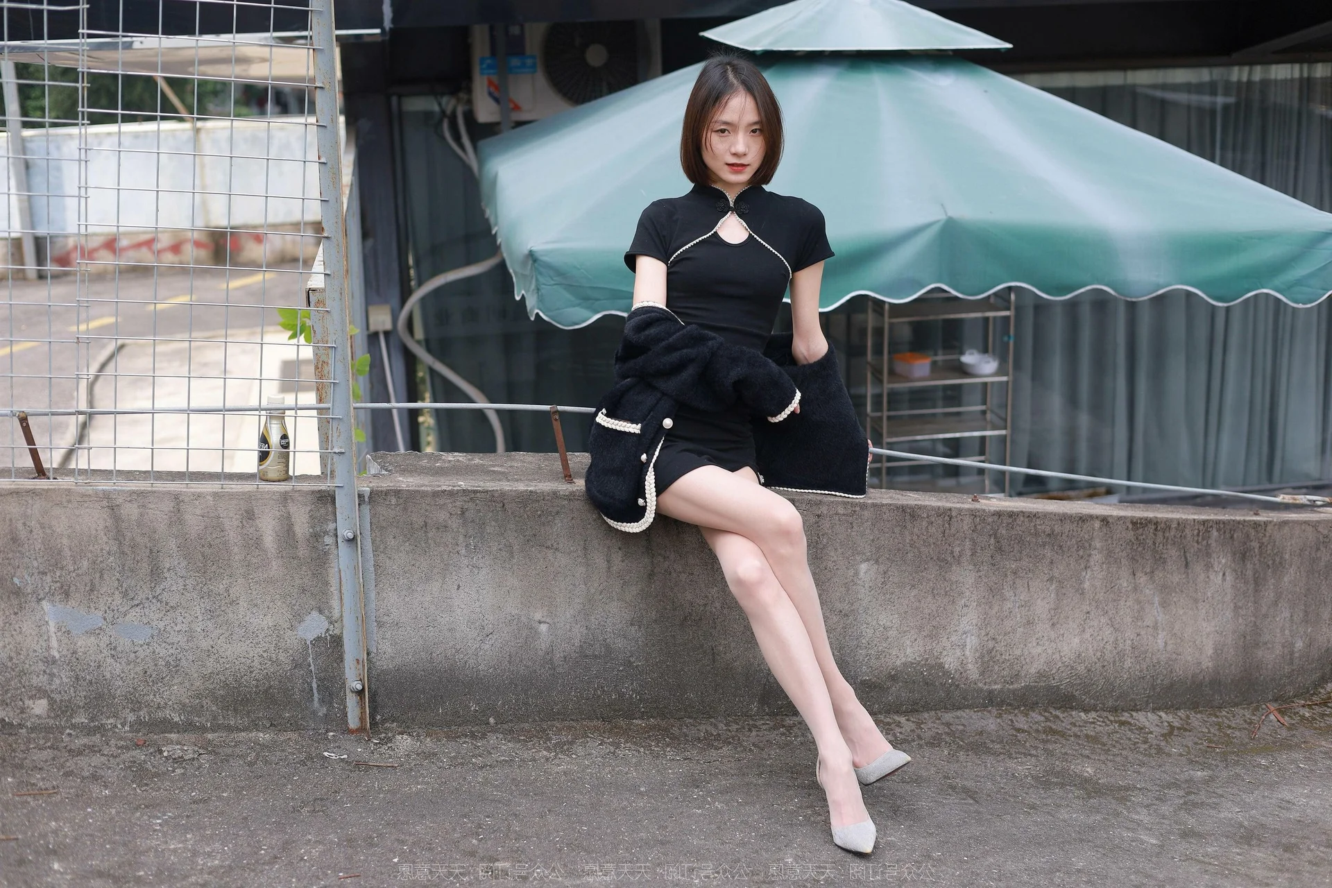 IESS Xiao Liu - Black Cheongsam and Nude Tights Cultural Fusion