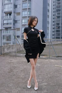 IESS Xiao Liu - Black Cheongsam and Nude Tights Cultural Fusion - image 3