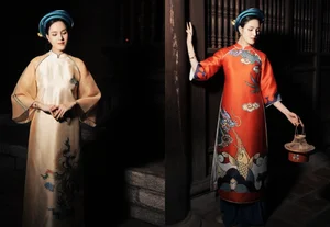 Maternity Elegance: Phuong Oanh Graces the Runway in Ao Dai at 5 Months Pregnant - image 1