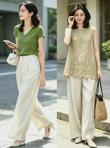 Elegant Summer Style: How Women in Their 40s and 50s Can Rock Wide-Leg Pants and Low Heels - image 4