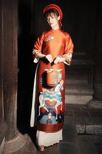 Designer Ngoc Han Revives Ancient Kim Hoang Folk Paintings Through Elegant Ao Dai Collection - image 3
