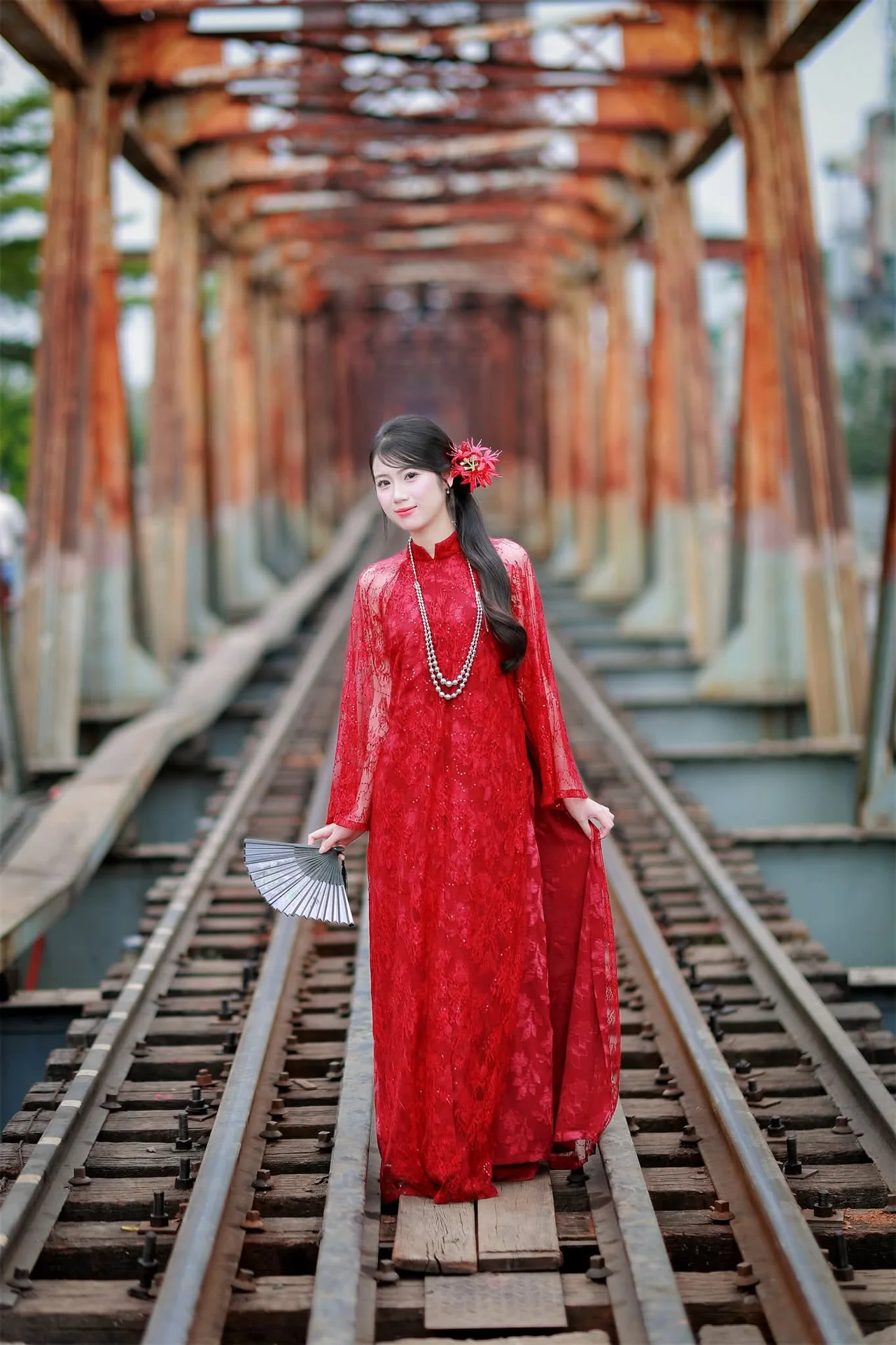 Graceful Red Ao Dai: A Timeless Blend of Vietnamese Tradition and Modernity.