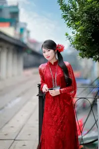 Graceful Red Ao Dai: A Timeless Blend of Vietnamese Tradition and Modernity. - image 1