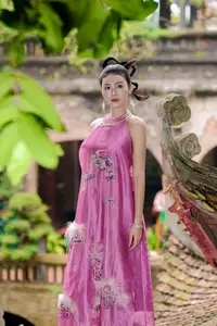 Timeless Grace: Vietnamese Woman's Modern Elegance Amidst Ancient Architecture. - image 3