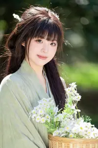 Asian Beauty: Sai Xi Xi Li Ma in Elegant Green Hanfu – YiTuYu Vol.8747 Collection - image 1