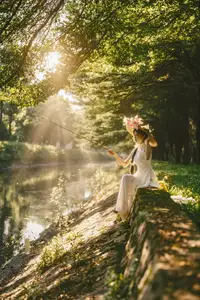 Serene Vietnamese Beauty in White Ao Dai with Lilies: A Golden Hour Portrait 1000025192 - image 7