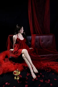 Red Romance: The Ethereal Art of Tian Tian in Exquisite Crimson Gauze - image 15