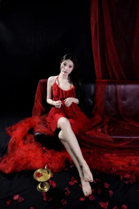Red Romance: The Ethereal Art of Tian Tian in Exquisite Crimson Gauze - image 0