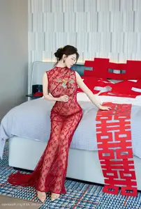 Yi Tian Tian's Allure in Red Lace Dress XiuRen No.10578: Modern Asian Beauty Captivates - image 7