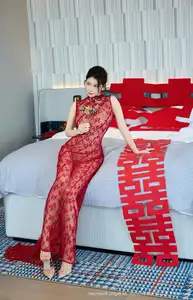 Yi Tian Tian's Allure in Red Lace Dress XiuRen No.10578: Modern Asian Beauty Captivates - image 14