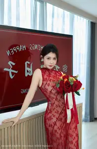 Yi Tian Tian's Allure in Red Lace Dress XiuRen No.10578: Modern Asian Beauty Captivates - image 15