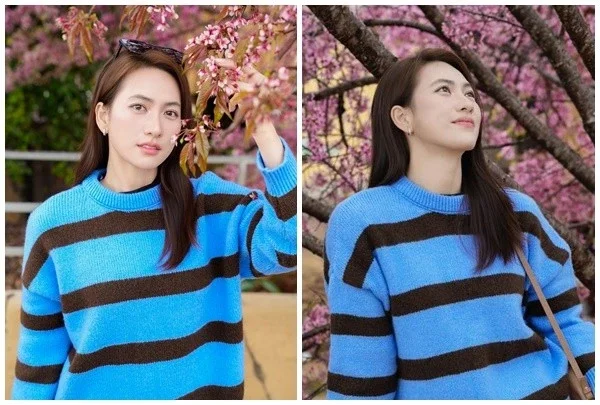 Elegant Minimalist Fashion: Phuong Anh Dao’s Sophisticated Style and Natural Beauty in a Lush Garden Setting