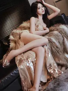VGU No.168: Endless Allure: Glamorous Model in Sparkling Sequin Dress, Showcasing Luxury Fashion Style. - image 1