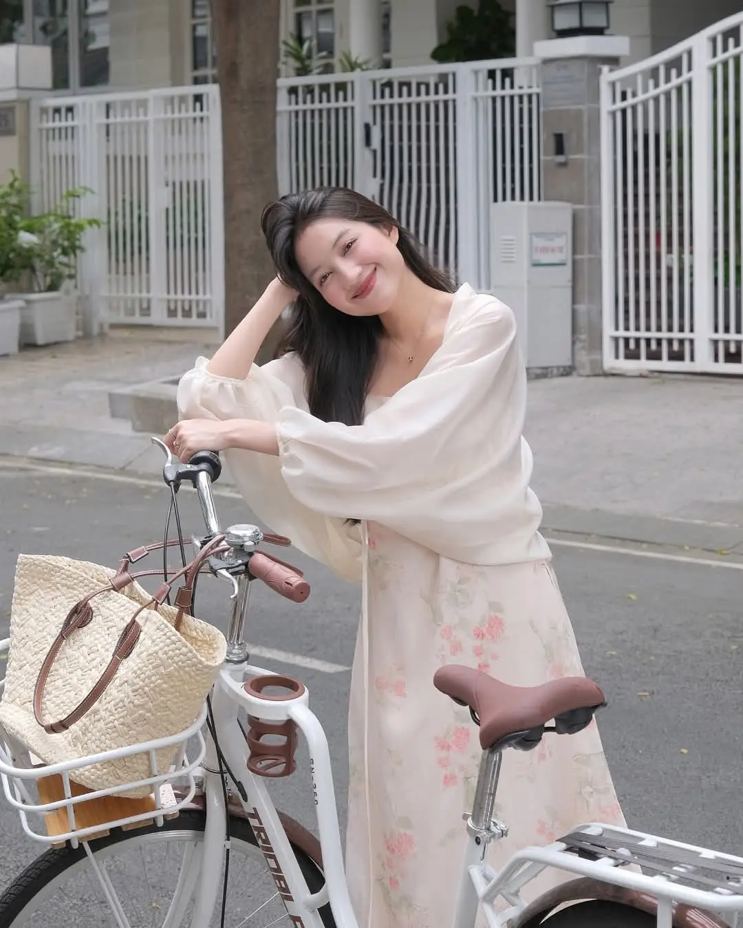 Girl in Floral Off-Shoulder Dress, Clear Umbrella: Fresh Summer Street Style