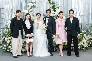Chí Trung và bạn gái dự đám cưới diễn viên Ngọc Huyền - image 2