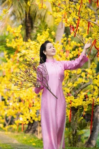 Vietnamese Beauties Celebrate Spring in Traditional Ao Dai Fashion - image 2