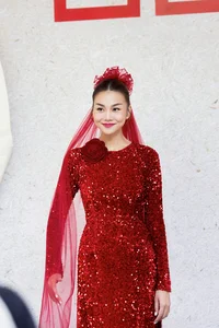 Celebrity Wedding Trends: Red Bridal Ao Dai and Exquisite Jewelry Choices - image 2
