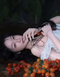 Jun Vu's New Photoshoot Goes Viral: Alluring Dewy Beauty with Cherry Tomatoes - image 9