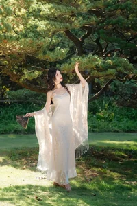 Ethereal Beauty in a White Flower Field: A Muse Under the Sun - image 6
