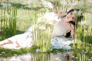 Ethereal Beauty in a White Flower Field: A Muse Under the Sun - image 0