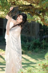 Ethereal Beauty in a White Flower Field: A Muse Under the Sun - image 10