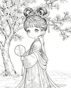 Ancient Anime Princess Coloring Pages: Creative Printable Sheets for Kids - image 0