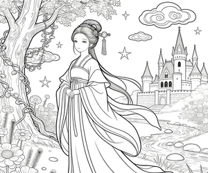 Ancient Anime Princess Coloring Pages: Creative Printable Sheets for Kids - image 12