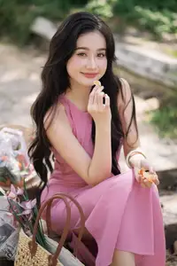 Captivating Grace: Long-Haired Beauty in Soft Pink Evokes Dreamy Serenity. - image 9