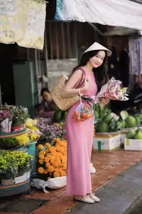 Captivating Grace: Long-Haired Beauty in Soft Pink Evokes Dreamy Serenity. - image 4