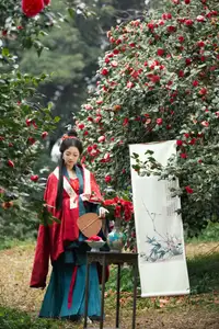Elegant Qi Ni Si Mao: A Timeless Portrait in Traditional Attire & Camellias - YiTuYu Vol.8689 - image 5