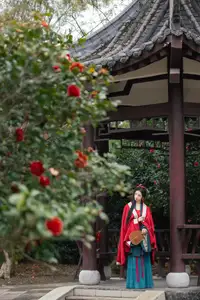 Elegant Qi Ni Si Mao: A Timeless Portrait in Traditional Attire & Camellias - YiTuYu Vol.8689 - image 6