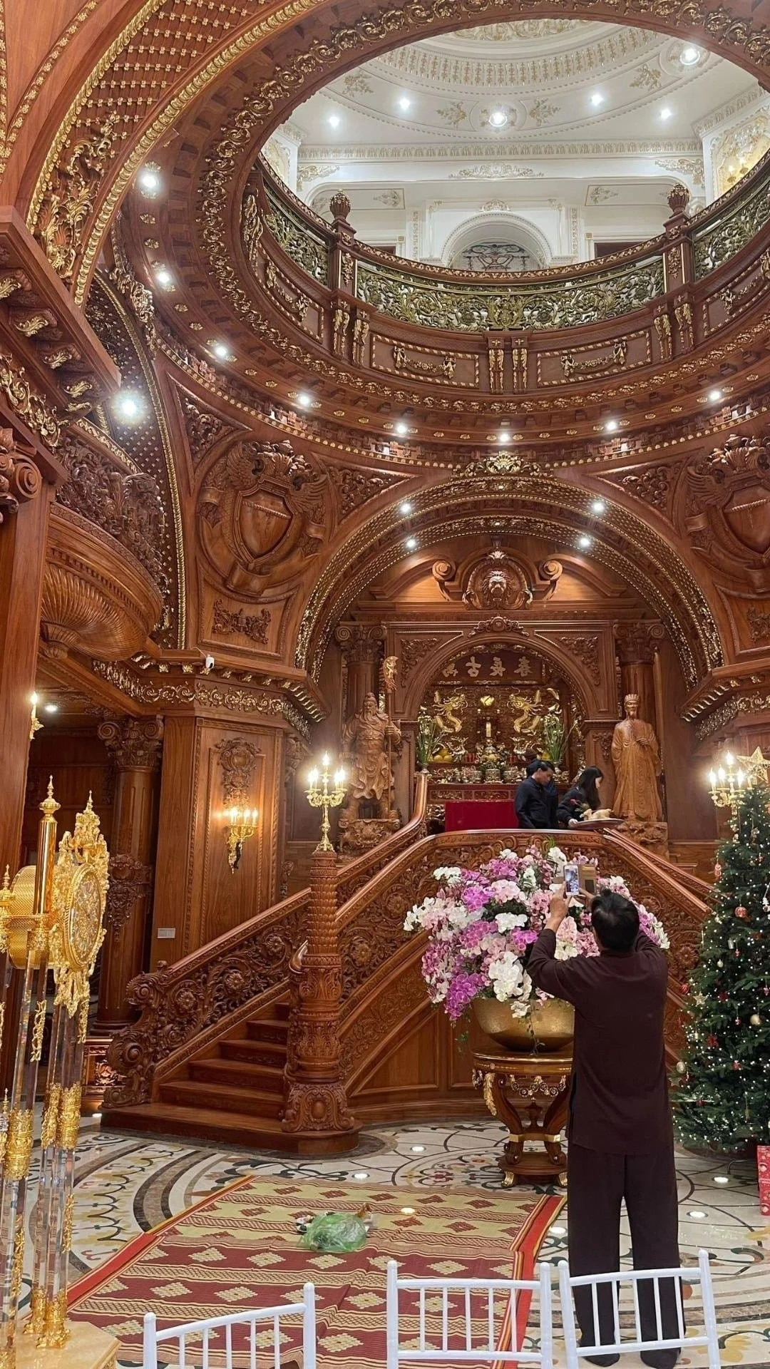 Inside a Multi-Million Dollar Castle: Opulent Wood Interiors and Luxury Chandeliers