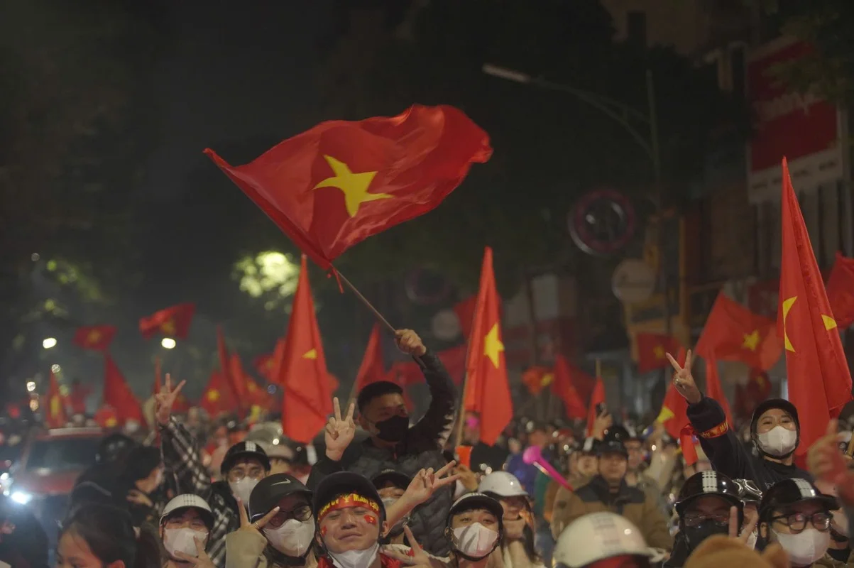 Beautiful Football Fans Celebrate Vietnam National Team Historic Victory