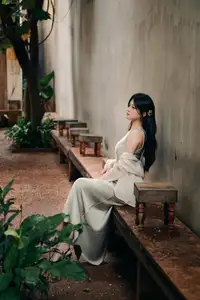 VGU No.170: Elegant Woman in Pristine White Dress Amidst Serene Garden – Capturing Timeless Grace. - image 5