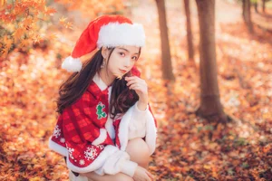 Stunning Christmas Girl Aesthetic Under Autumn Maple Leaves - YiTuYu Art Language Vol.9134 Featuring Xu Shi Qi Ma Portrait Photography Collection - image 12