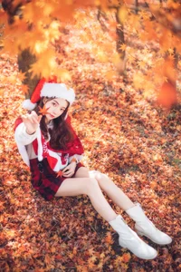 Stunning Christmas Girl Aesthetic Under Autumn Maple Leaves - YiTuYu Art Language Vol.9134 Featuring Xu Shi Qi Ma Portrait Photography Collection - image 16