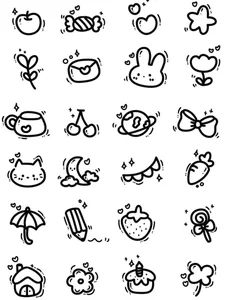 91+ Cute Line Art Stickers: Minimalist Uncolored Aesthetic Designs for Journaling - image 12