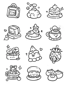91+ Cute Line Art Stickers: Minimalist Uncolored Aesthetic Designs for Journaling - image 19