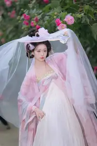YiTuYu Vol.8616: Qian Yue's Serene Elegance Amidst Blooming Hibiscus - image 0