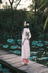Ethereal Muse in the Golden Hour Bloom - image 1