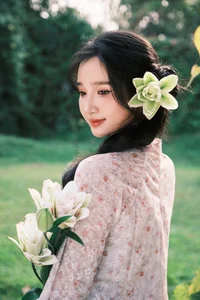 Ethereal Muse in the Golden Hour Bloom - image 2