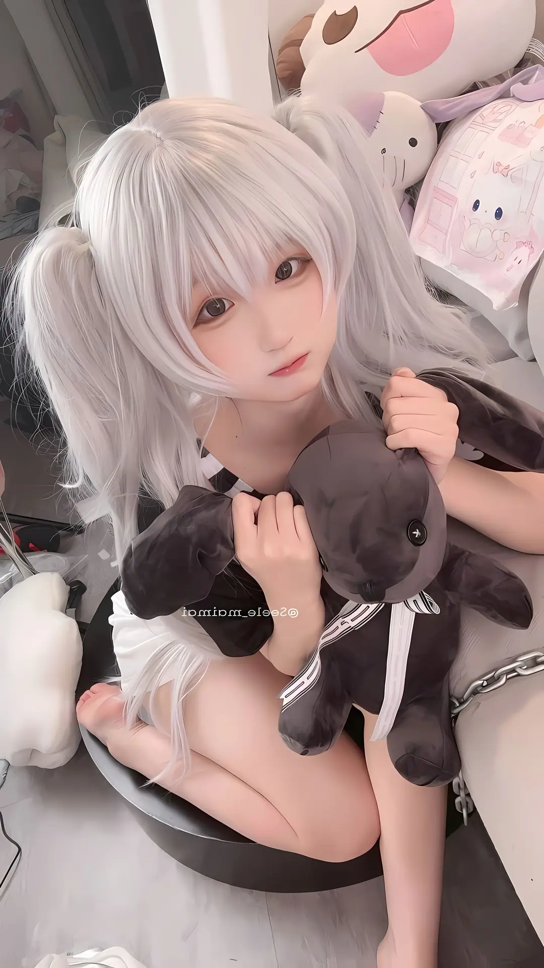 Seele Maimai White Twin Pigtails: Sweet Charm of an Anime-Style Girl