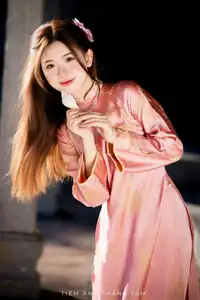 Captivating Serenity: Vietnamese Girl in Pink Ao Dai with Lotus Flowers1730591 - image 11
