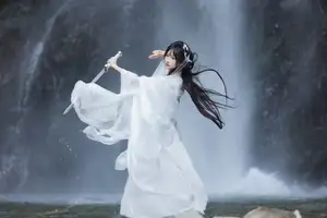 Ethereal Traditional Beauty: Qi Luo Sheng De Xiao Su Su amidst a Majestic Waterfall | YiTuYu Vol.8732 - image 9