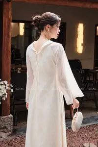 Elegant Vietnamese Muse: Graceful Modern Ao Dai in a Serene Setting - image 3